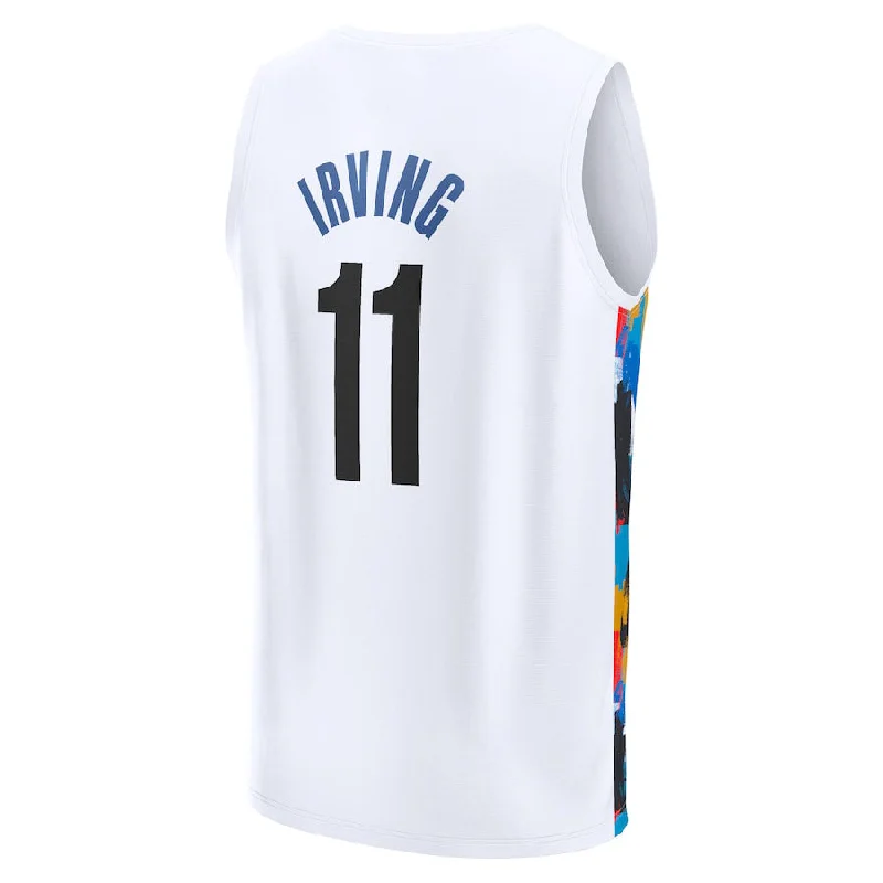 Custom basketball jersey with embroidery for added detail-B.Nets #11 Kyrie Irving Fanatics Branded 2022-23 Fastbreak Jersey City Edition White Stitched American Basketball Jersey