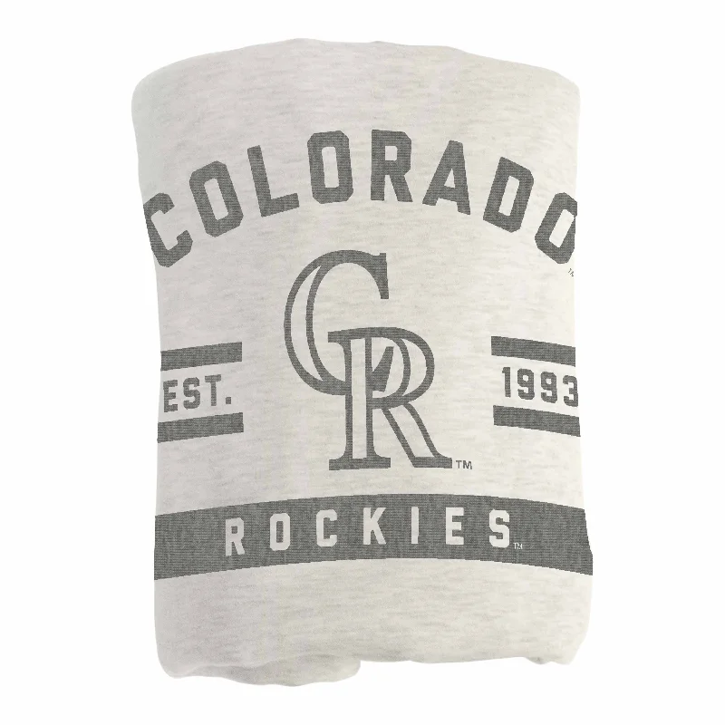 Team logo beach towels for summer events-Colorado Rockies Oatmeal Sweatshirt Blanket