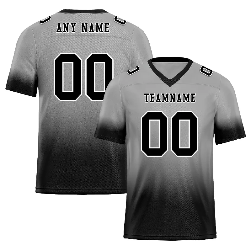 Soccer jersey with functional pockets for convenience-Custom Gray Black Fade Fashion Personalized Authentic Football Jersey FBJ02-D06103