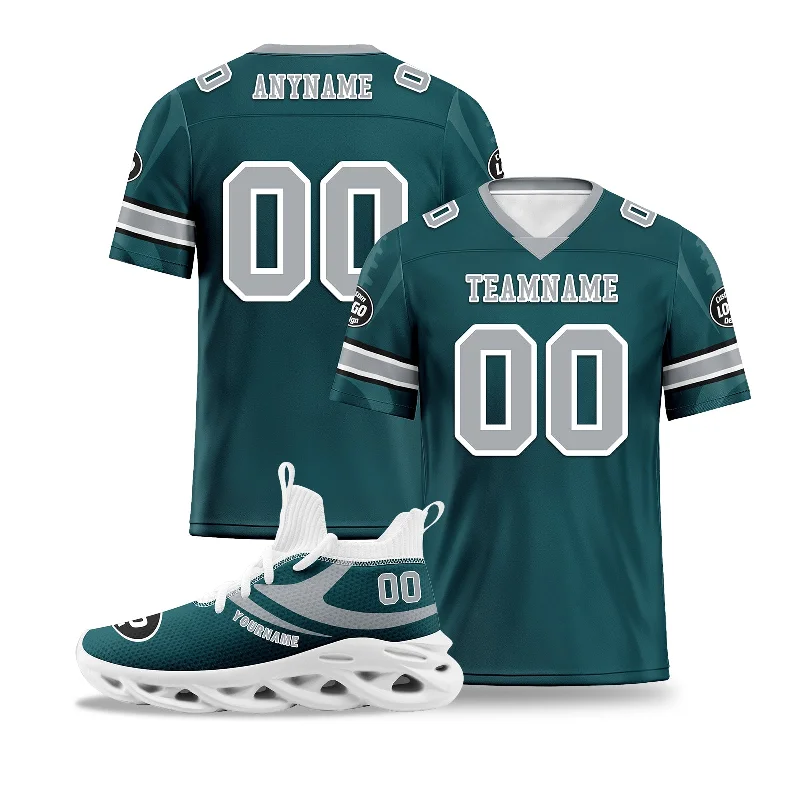 Custom soccer jersey for custom graphics and designs-Custom Green Philadelphia Football Jersey and Sports Shoes Combo Offer Personalized Combo ZH-D025008-21