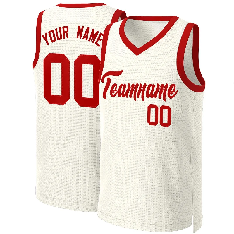 Basketball jersey for school and college teams-Custom Khaki Red Classic Tops Basketball Jersey