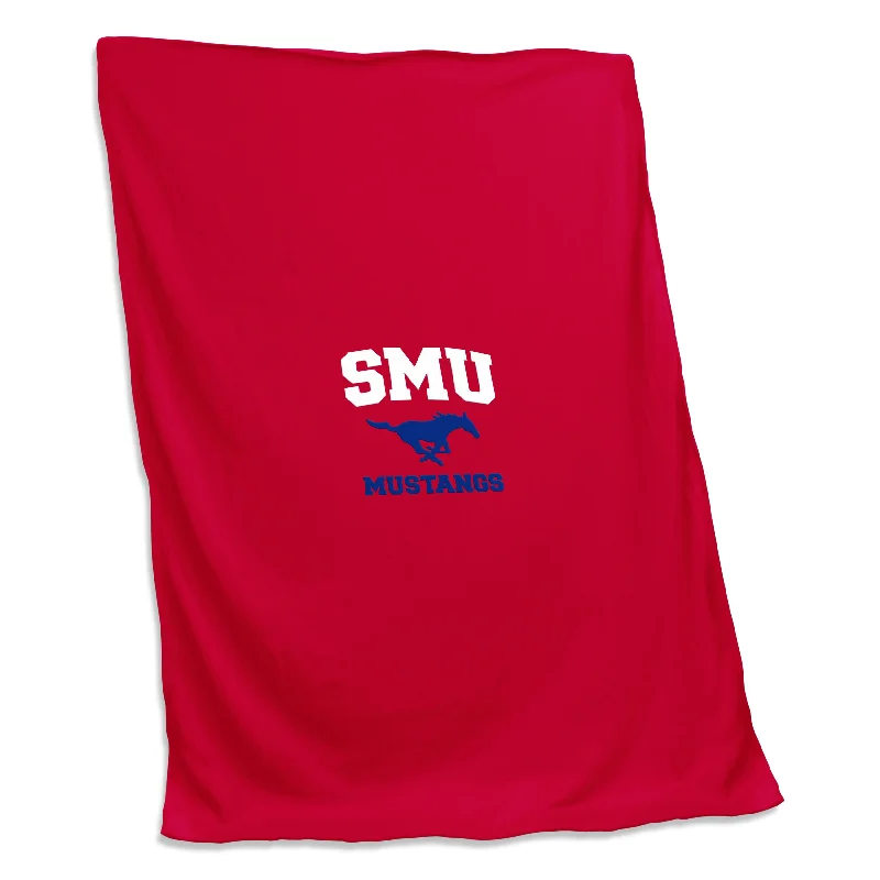 Soft team comforters with custom team logos-SMU Red Screened Sweatshirt Blanket