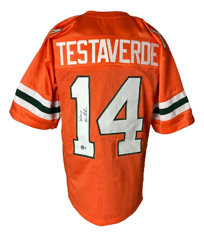 Soccer jersey with quick-dry material for comfort-Vinny Testaverde Miami Signed College Football Jersey BAS ITP