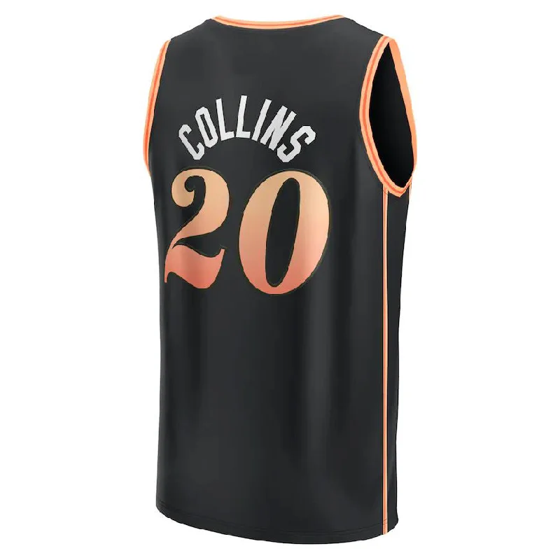 Custom basketball jersey for amateur leagues-A.Hawks #20 John Collins Fanatics Branded 2022-23 Fastbreak Jersey City Edition Black Stitched American Basketball Jersey