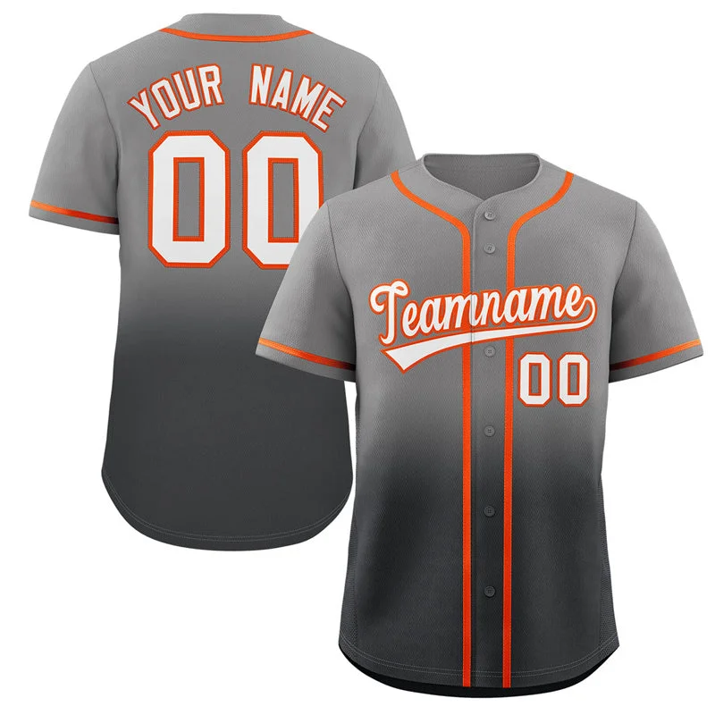 Custom baseball jersey with heat-transfer numbers and names-Custom Gray Dark Gray Gradient Fashion Authentic Baseball Jersey