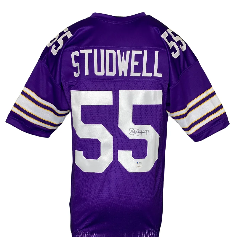 Soccer jersey with retro patches for a classic look-Scott Studwell Signed Custom Purple Football Jersey