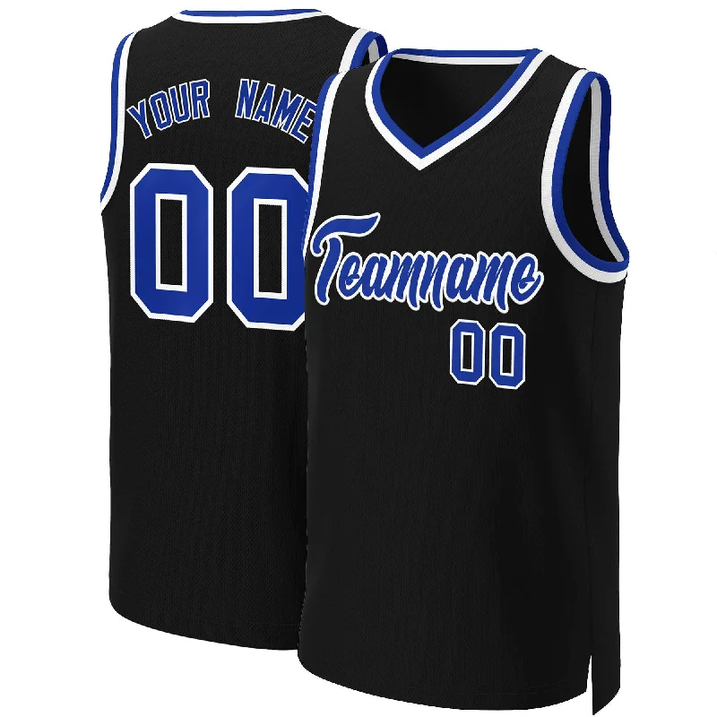 Retro basketball jerseys for collectors-Custom Black Royal-White Classic Tops Basketball Jersey