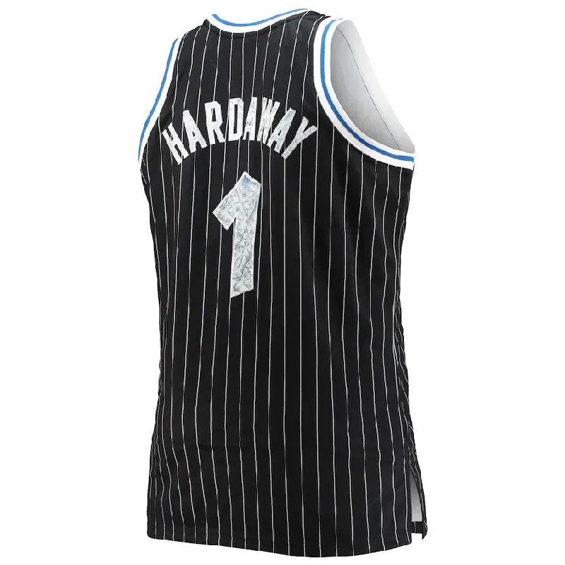 Basketball jersey for fan apparel with embroidered team logo-O.Magic #1 Penny Hardaway Mitchell & Ness Big & Tall 1994-95  75th Anniversary Diamond Swingman Jersey Black Stitched American Basketball Jersey