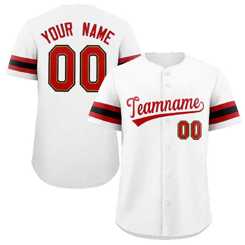 Custom baseball jersey for club teams and amateur leagues-Custom White Red Classic Style Authentic Baseball Jersey