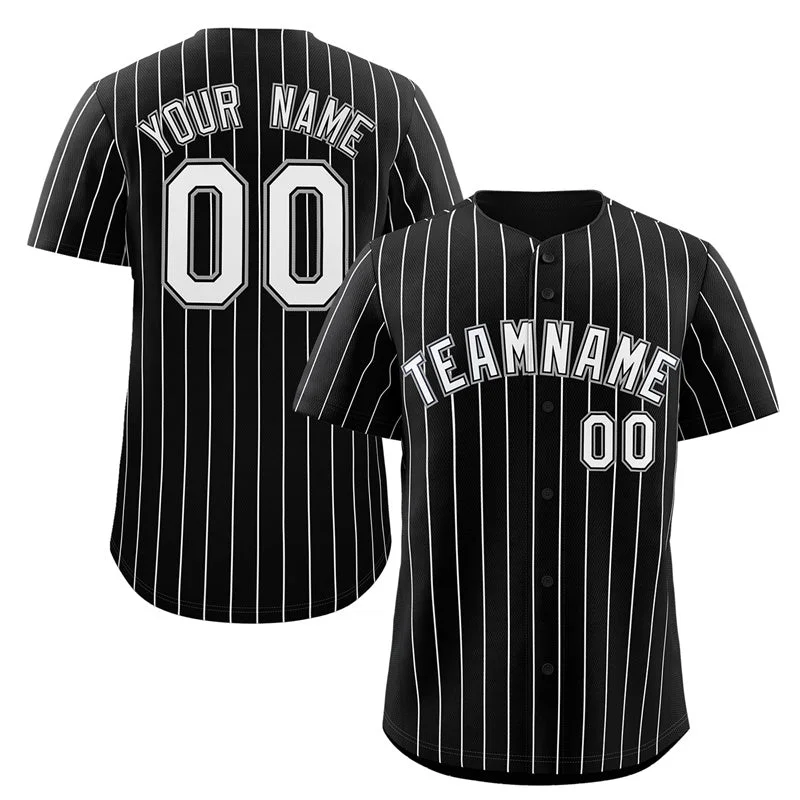 Soft cotton baseball jersey for casual wear-Custom Black White-Gray Stripe Fashion Authentic Baseball Jersey