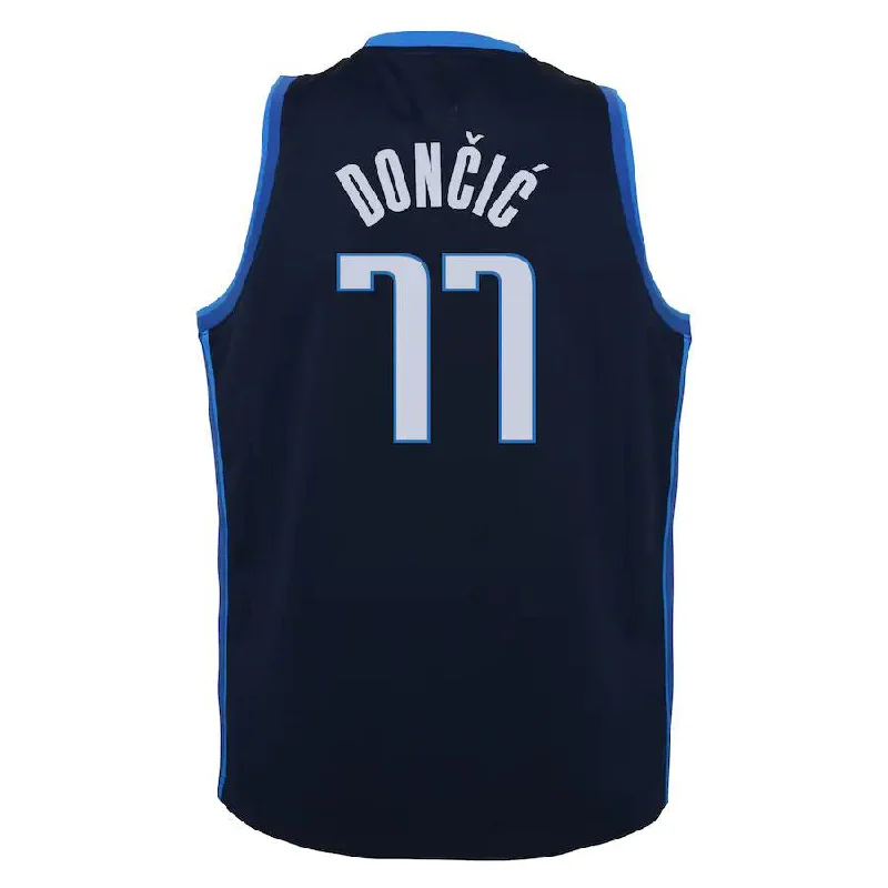 Basketball jersey with moisture-wicking material for comfort-D.Mavericks #77 Luka Doncic 2020-21 Swingman Player Jersey Navy Earned Edition Stitched American Basketball Jersey