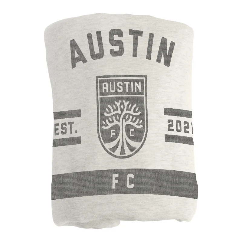 Custom team fleece blankets for fans-Austin FC Oatmeal Sweatshirt Blanket