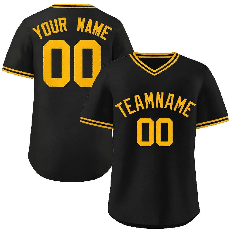 Custom baseball jersey with a vintage look for fans-Custom Black Yellow Classic Style Personalized Authentic Pullover Baseball Jersey