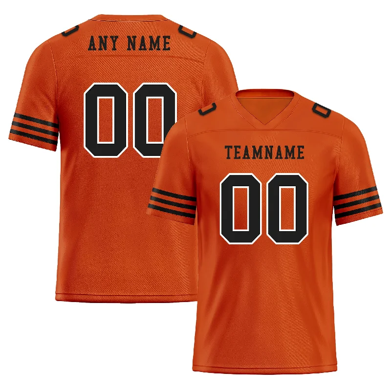 Custom soccer jersey with vibrant color combinations-Custom Orange Black Striped Sleeves Personalized Authentic Football Jersey FBJ02-D06043