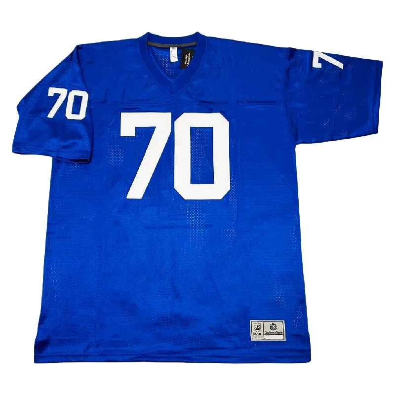 Soccer jersey with retro patches for a classic look-Blue Men Football Jersey