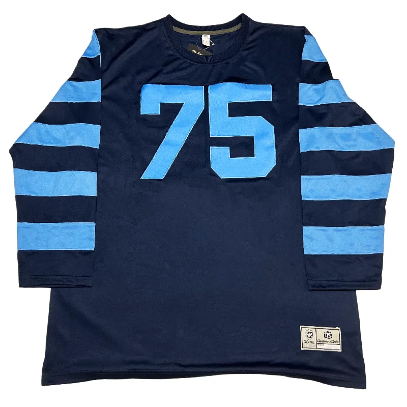 Custom soccer jersey with fully customized designs-Double Blue Long Sleeve Football Jersey