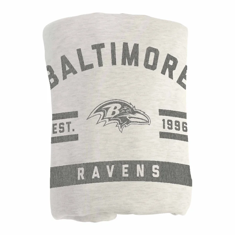 Team logo home textiles for fan clubs-Baltimore Ravens Oatmeal Sweatshirt Blanket