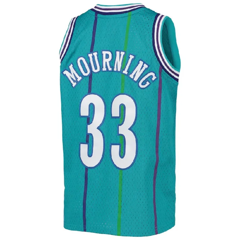 Custom basketball jersey for fan clubs and supporters-C.Hornets #33 Alonzo Mourning Mitchell & Ness 1992-93 Hardwood Classics Swingman Jersey Teal Stitched American Basketball Jersey