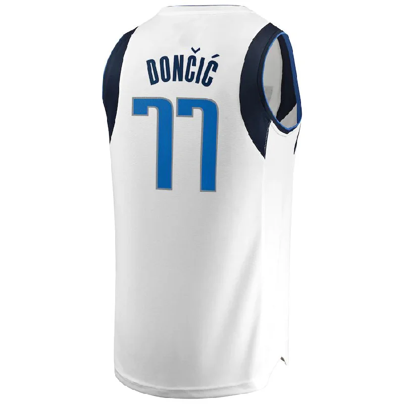 Personalized basketball jersey with team logo print-D.Mavericks #77 Luka Doncic Fanatics Branded Fast Break Replica Jersey White Association Edition Stitched American Basketball Jersey