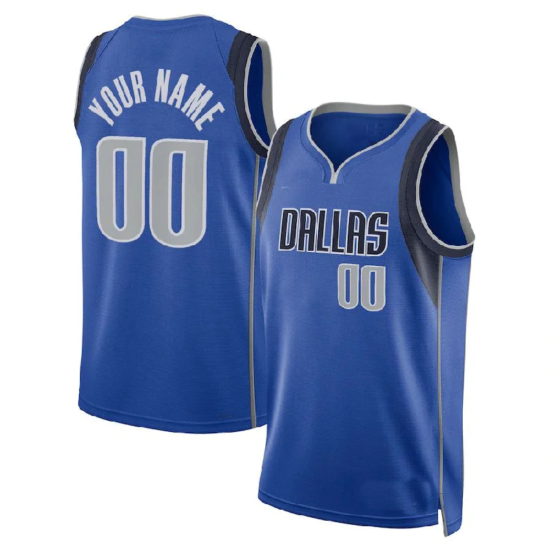 Basketball jersey with mesh side panels for airflow-Custom D.Mavericks 2021-22 Diamond Swingman Blue Icon Edition American Stitched Basketball Jersey