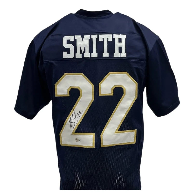 Custom-fit soccer jersey for men and women-Harrison Smith Signed Custom Blue College Football Jersey