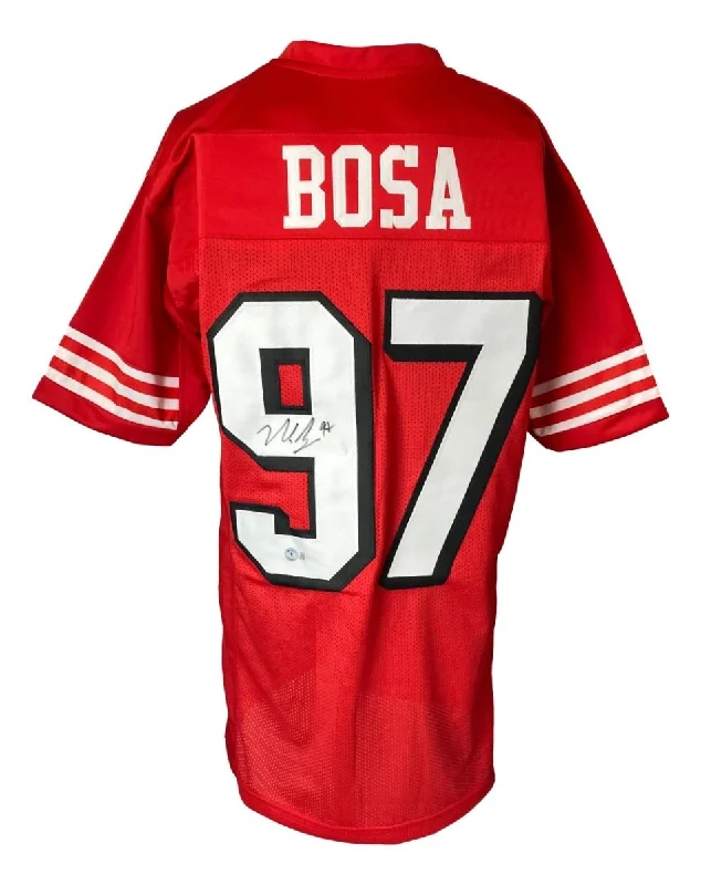 Personalized soccer jersey for casual wear-Nick Bosa San Francisco Signed Alternate Red Football Jersey BAS