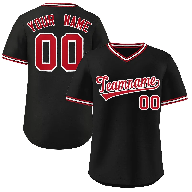 Classic baseball jersey with iconic team designs-Custom Black Red-White Classic Style Outdoor Authentic Pullover Baseball Jersey