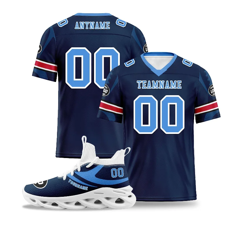 Soccer jersey for kids with lightweight material-Custom Blue Tennessee Football Jersey and Sports Shoes Combo Offer Personalized Combo ZH-D025008-32