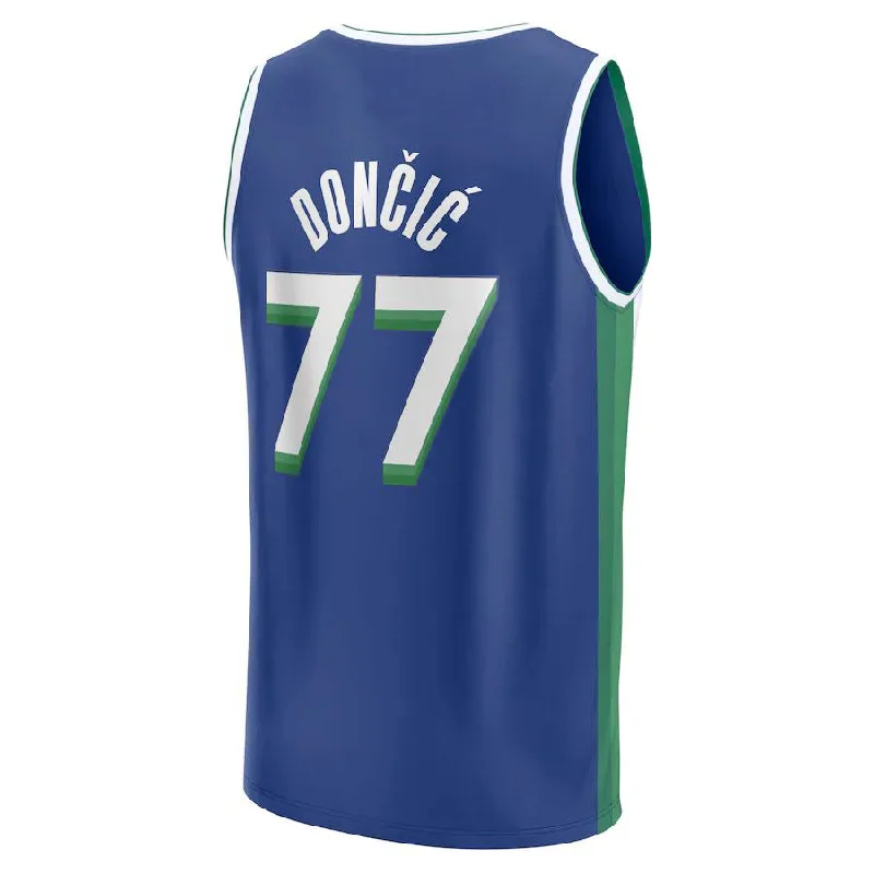 Custom basketball jersey with sleek, modern look-D.Mavericks #77 Luka Doncic Fanatics Branded 2022-23 Fastbreak Jersey City Edition Blue Stitched American Basketball Jersey