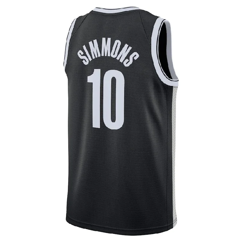 Basketball jersey with custom patches and logos-B.Nets #10 Ben Simmons  2021-22 Swingman Jersey Icon Edition Black Stitched American Basketball Jersey