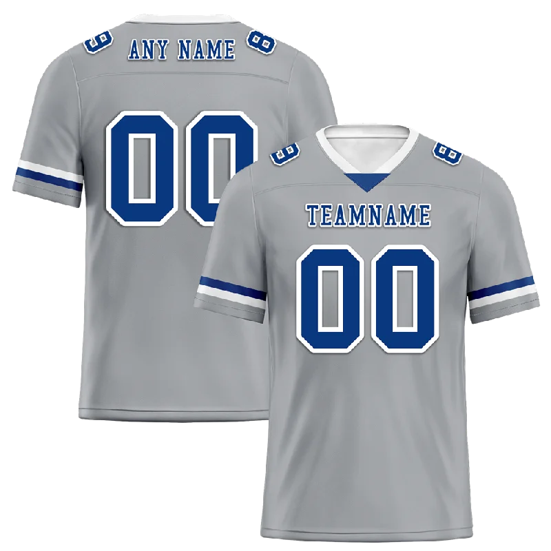 Soccer jersey with modern, slim-fit design-Custom Grey Classic Style Blue Personalized Authentic Football Jersey FBJ02-bc0f0ac