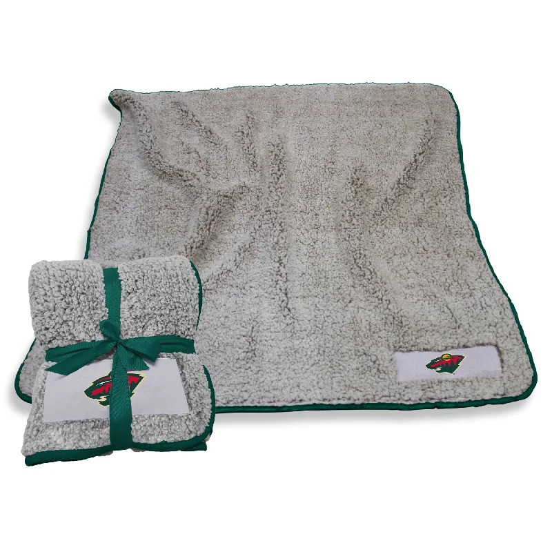 Team logo seat cushions for stadium-style seating-Minnesota Wild "Bearhead" Frosty Fleece