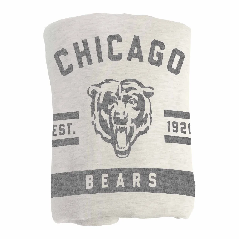 Sports team throw pillows for sofas-Chicago Bears Oatmeal Sweatshirt Blanket