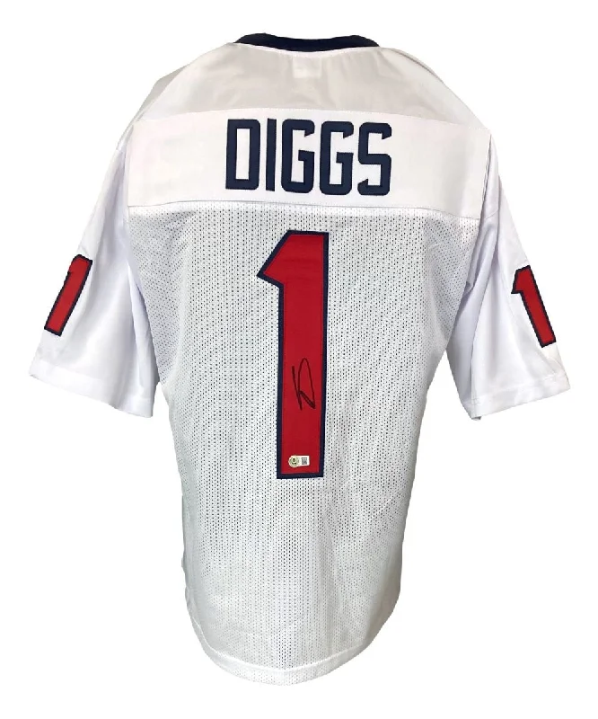 Personalized soccer jersey for family reunions-Stefon Diggs Houston Signed White Football Jersey BAS