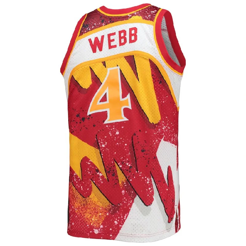 Basketball jersey with stretchable fabric for better mobility-A.Hawks #4 Spud Webb Mitchell & Ness Hardwood Classics 1986-87 Hyper Hoops Swingman Jersey Red Stitched American Basketball Jersey