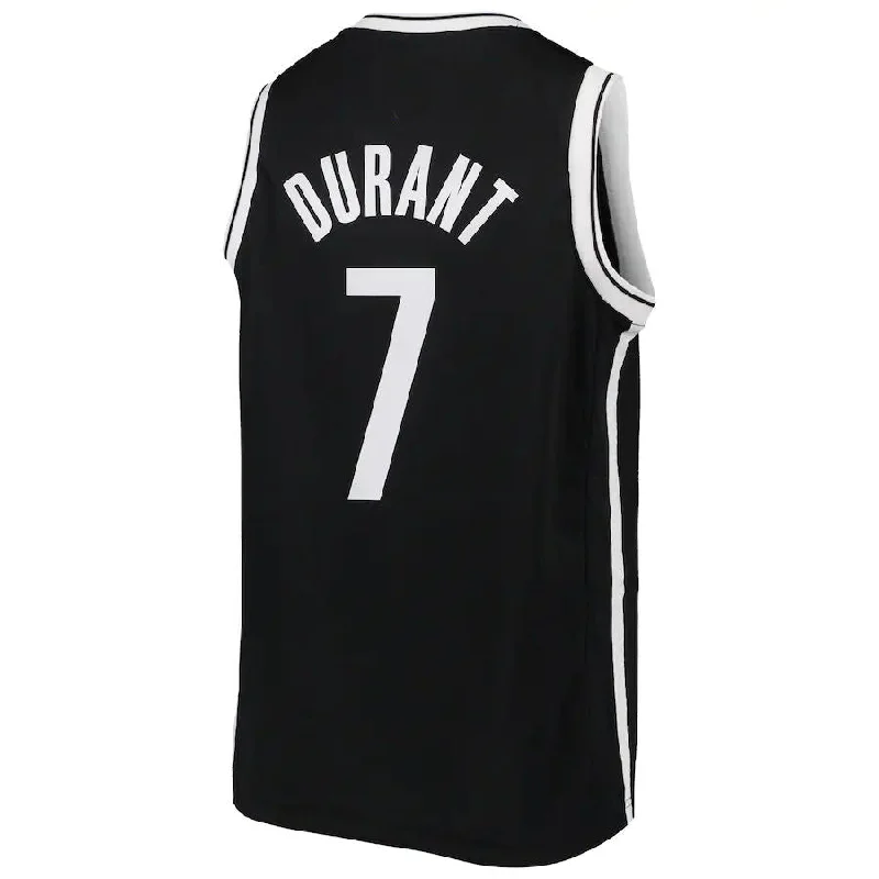 Basketball jersey with adjustable neck design for comfort-B.Nets #7 Kevin Durant Swingman Jersey Icon Edition Black Stitched American Basketball Jersey