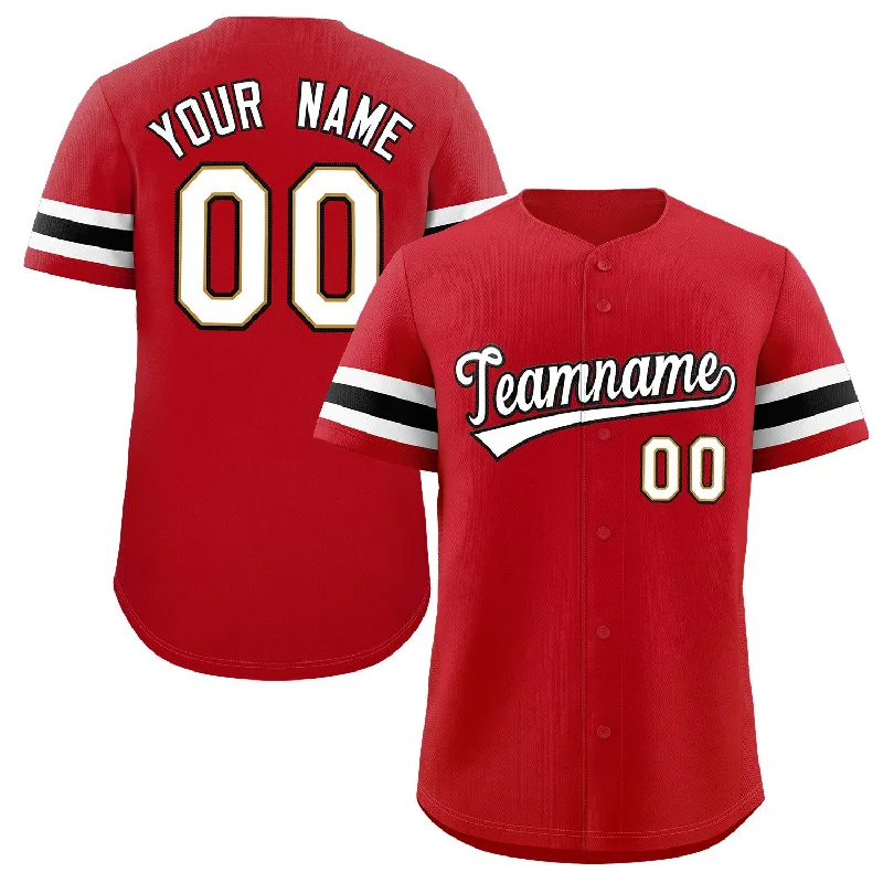 Personalized baseball jersey with unique colors and patterns-Custom Red White-Black Classic Style Authentic Baseball Jersey