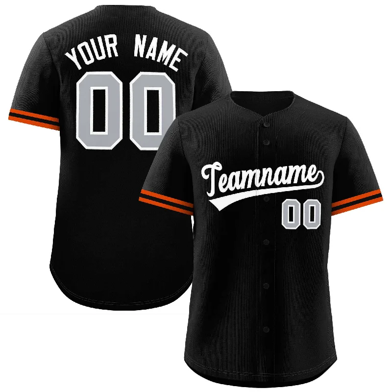 Custom baseball jersey for tournament competitions-Custom Black White Full Button Design Authentic Baseball Jersey