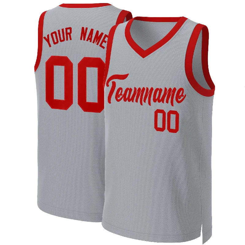 Basketball jersey with durable fabric for long-lasting use-Custom Gray Red Classic Tops Basketball Jersey