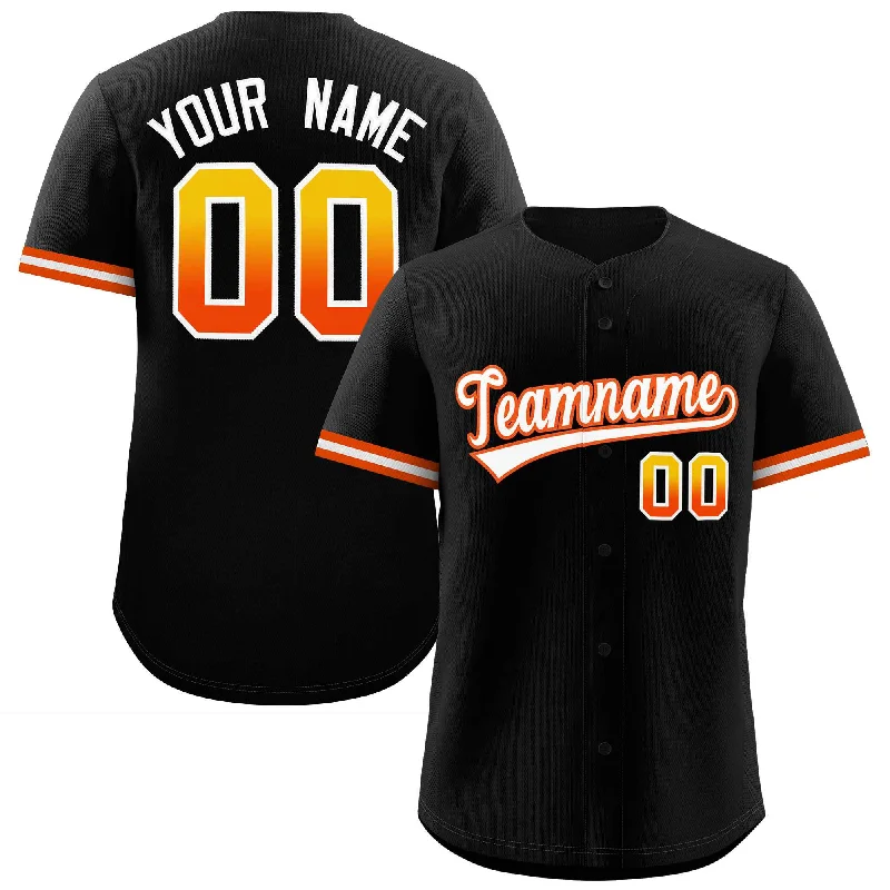 Baseball jersey with high-performance materials for active play-Custom Black White Full Button Design Authentic Baseball Jersey