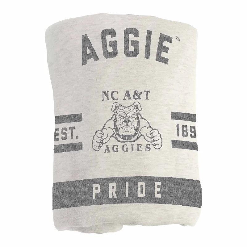 Team logo seat cushions for stadium-style seating-NC A&T Sublimated Sweatshirt Blanket