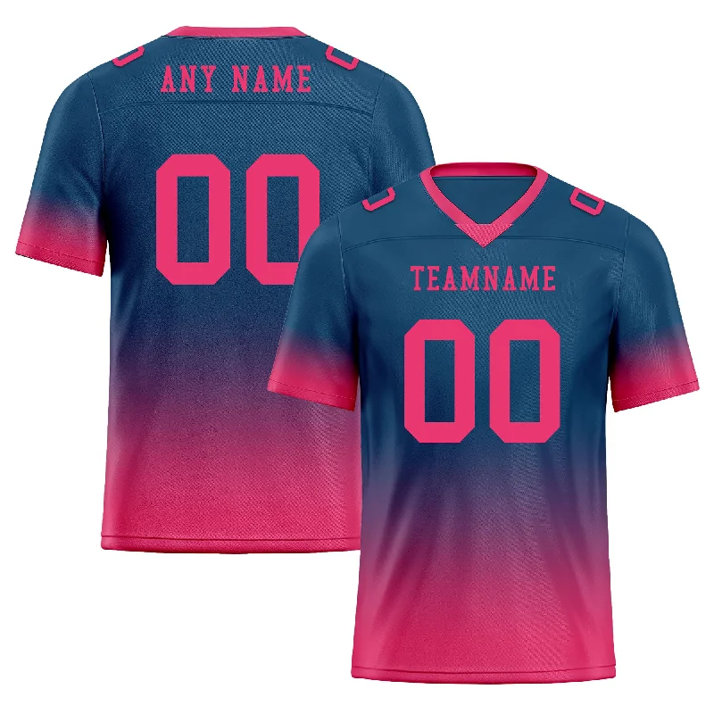 Personalized soccer jersey for community teams-Custom Dark Teal Pink Fade Fashion Personalized Authentic Football Jersey FBJ02-D06089