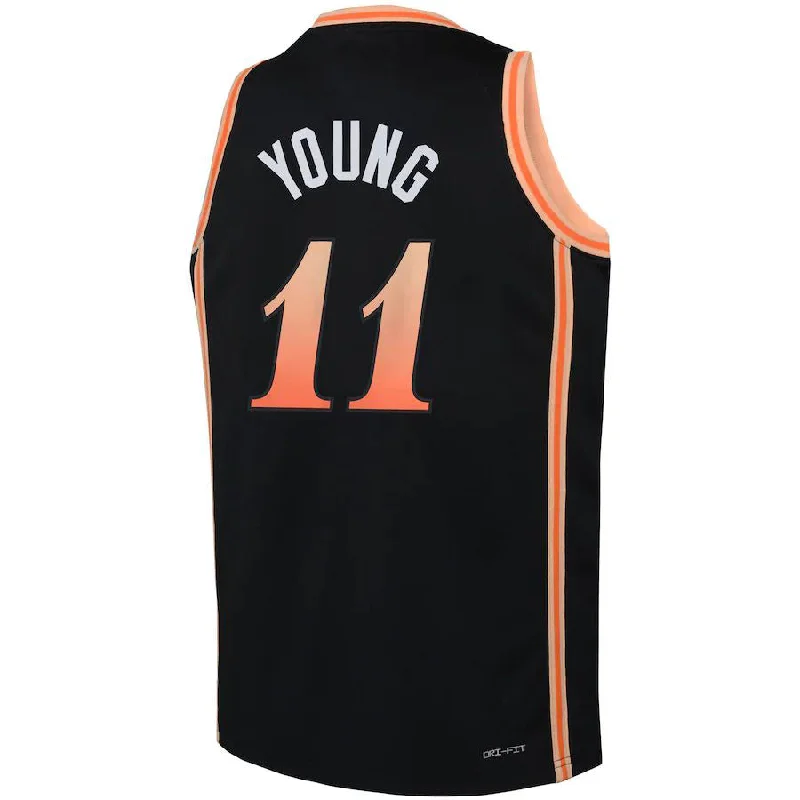 Basketball jersey for school and college teams-A.Hawks #11 Trae Young 2022-23 Swingman Jersey City Edition Black Stitched American Basketball Jersey