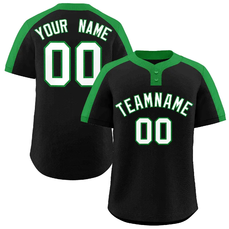 Custom-fit baseball jerseys for men and women-Custom Black White-Kelly Green Classic Style Authentic Two-Button Baseball Jersey