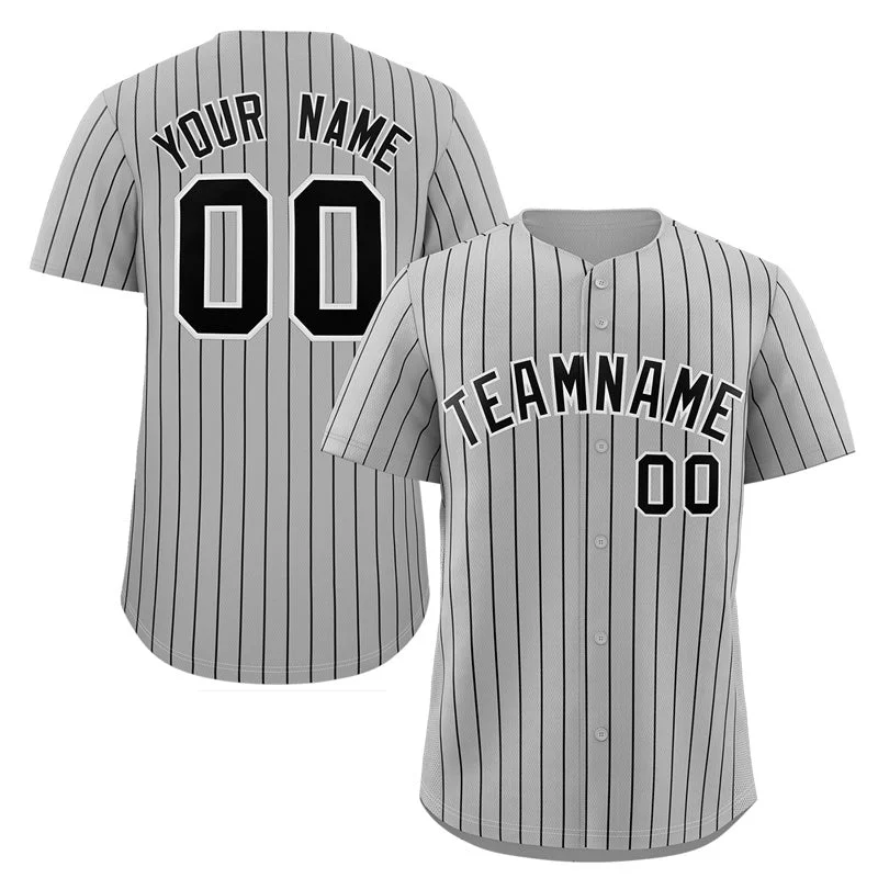 Baseball jersey for home games with team colors and logos-Custom Gray Navy-White Stripe Fashion Authentic Baseball Jersey