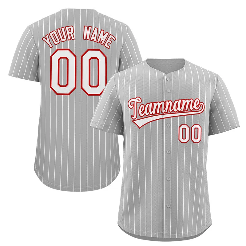 Lightweight baseball jersey for warm weather games-Custom Gray White-Red Stripe Fashion Authentic Baseball Jersey