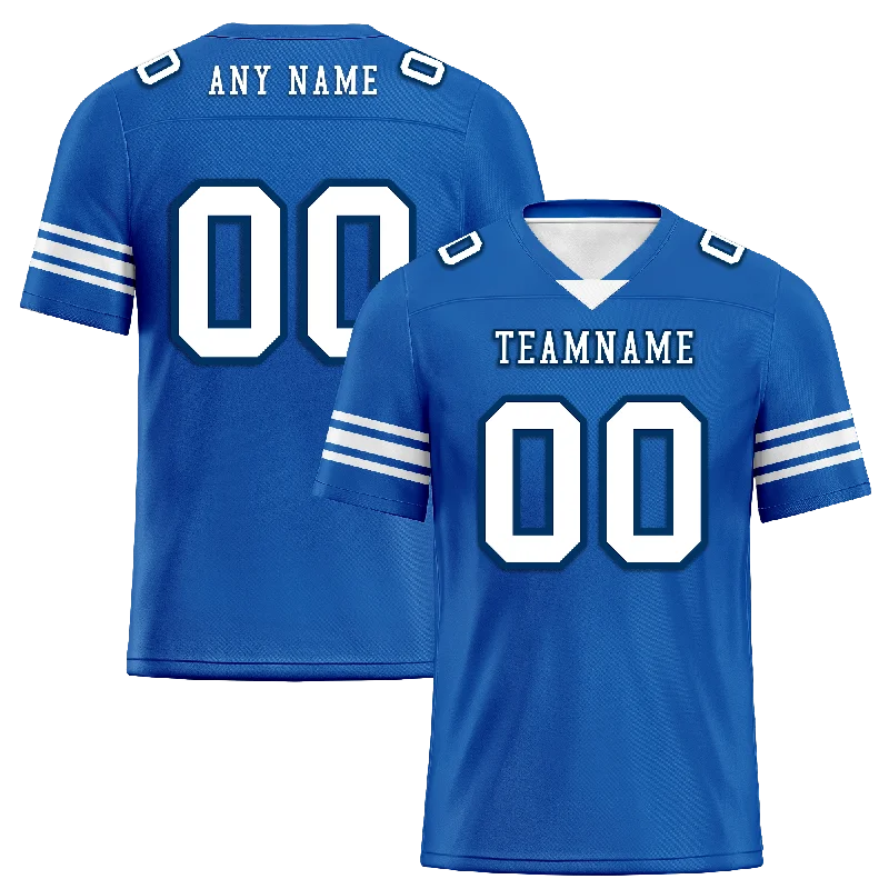 Custom soccer jersey with sublimated designs-Custom Blue Classic Style Personalized Authentic Football Jersey FBJ02-bd0a700f