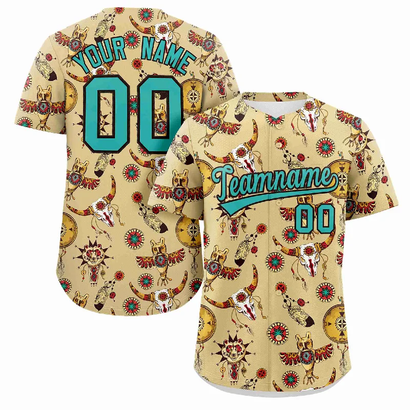 Professional baseball jersey for major leagues-Custom Cream 3D Graffiti Pattern Personalized Design Authentic Baseball Jersey