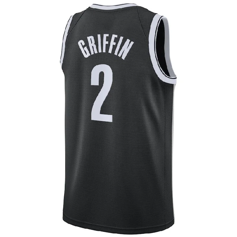 Basketball jersey with long sleeves for colder weather-B.Nets #2 Blake Griffin 2020-21 Swingman Jersey Black Icon Edition Stitched American Basketball Jersey