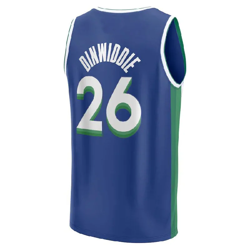 Custom basketball jersey with reinforced stitching for durability-D.Mavericks #26 Spencer Dinwiddie Fanatics Branded 2022-23 Fastbreak Jersey City Edition Blue Stitched American Basketball Jersey